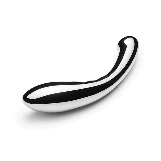Arch stainless steel g-spot toy by le wand pictured on white background