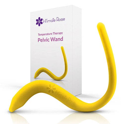 The intimate rose pelvic floor physical therapy wand for temperature therapy is pictured in yellow
